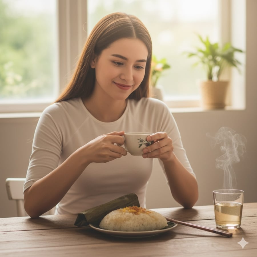 Ăn xôi buổi sáng giúp no lâu nhưng có thể gây đầy bụng nếu dùng quá thường xuyên.