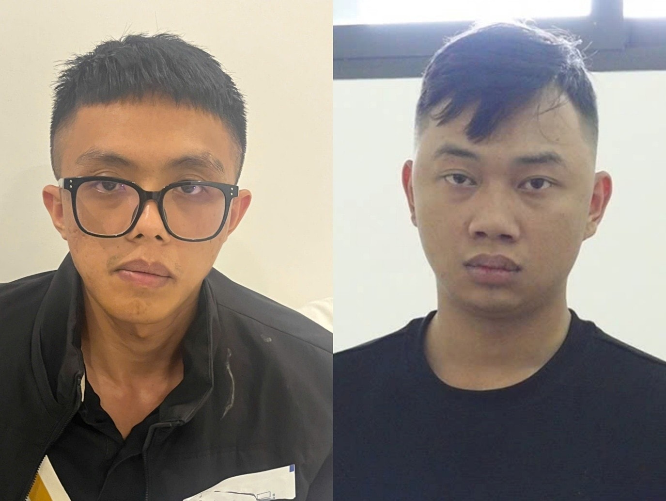 Hai đối tượng Lê Anh Đức và Bùi Hải Triều. Ảnh: Công an cung cấp 